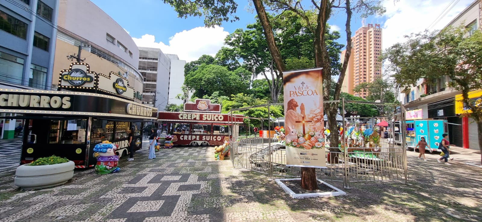 Estrutura do Viva o Centro Edição LondriPáscoa tem cerca de 15 opções gastronômicas e parquinho com atrações para crianças